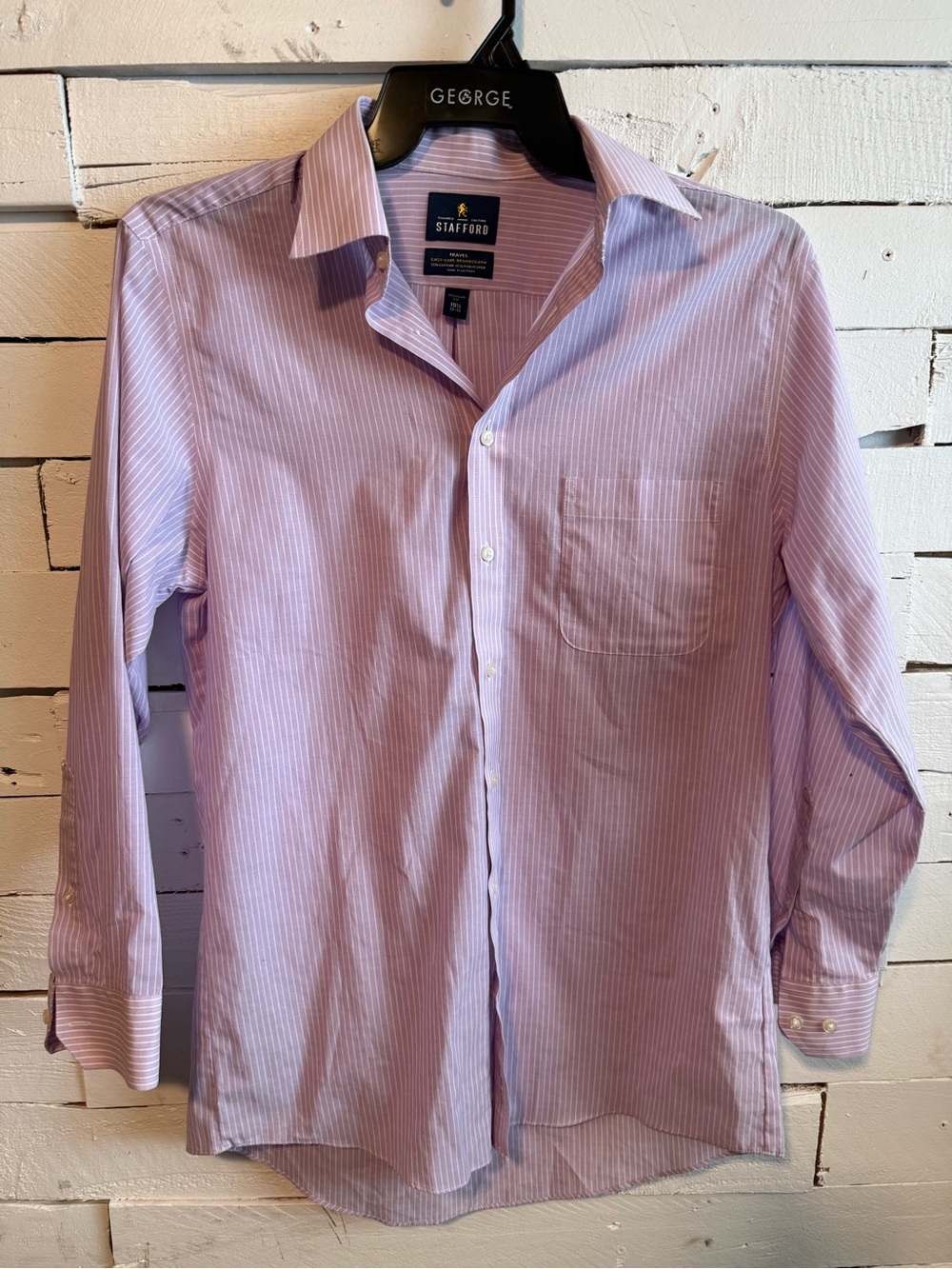 Stafford Men's Light Purple Striped Dress Shirt